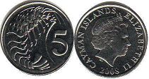 coin Cayman Islands 5 cents 2008