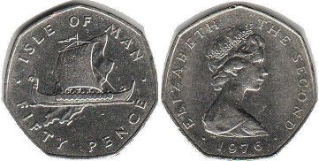 coin Isle of Man 50 pence 1976
