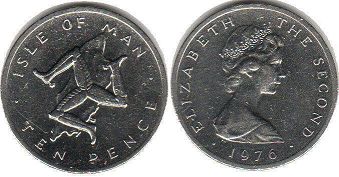 coin Isle of Man 10 pence 1976