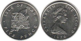 coin Isle of Man 5 pence 1976