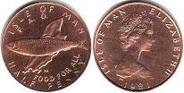 coin Isle of Man 1/2 penny 1991