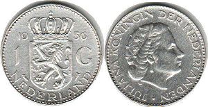 Münze Niederlande 1 Gulden 1956
