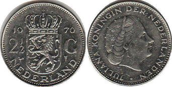 Münze Niederlande 2.5 Gulden 1970