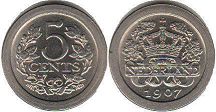 Münze Niederlande 5 Cents 1907