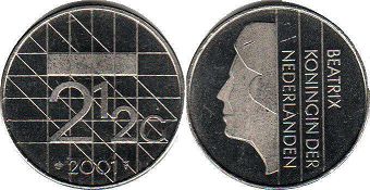 Münze Niederlande 2.5 Gulden 2001
