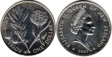 coin New Zealand 1 dollar 1981
