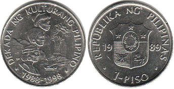coin Philippines 1 piso 1989