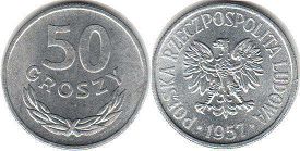 coin Poland 50 groszy 1957