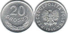 coin Poland 20 groszy 1949