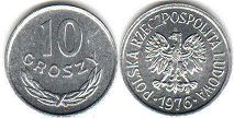coin Poland 10 groszy 1976
