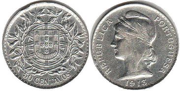 coin Portugal 50 centavos 1913