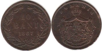 coin Romania 10 bani 1867