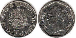 coin Venezuela 100 bolivares 1998
