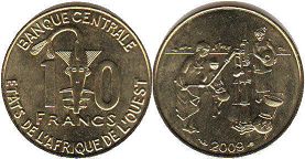 piece West African States 10 francs 2009