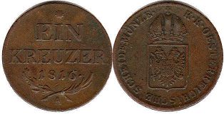 coin Austrian Empire 1 kreuzer 1816