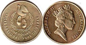 australian commemmorative coin 1 dollar 1986