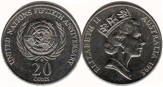 australian commemmorative coin 20 cents 1995