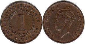 coin British Honduras 1 cent 1949