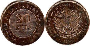 coin Brazil 20 reis 1900