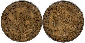 coin Cameroon 1 franc 1925