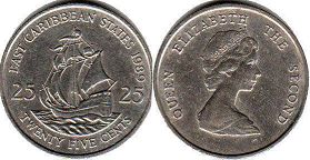 coin Eastern Caribbean States 25 cents 1989