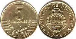coin Costa Rica 5 colones 2001