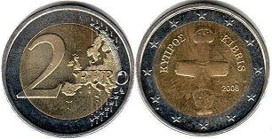 mince Kypr 2 euro 2008