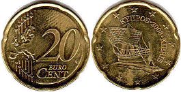 pièce de monnaie Cyprus 20 euro cent 2008