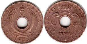 coin BRITISH EAST AFRICA 5 cents 1963