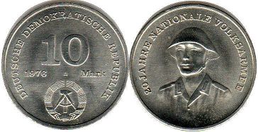 monnaie East Allemagne 10 mark 1976