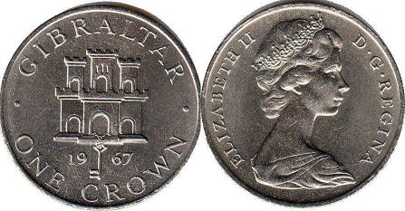 coin Gibraltar 1 crown 1967