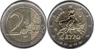 mince Řecko 2 euro 2002