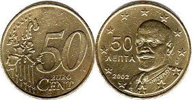 mince Řecko 50 euro cent 2002