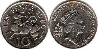 coin Guernsey 10 pence 1986