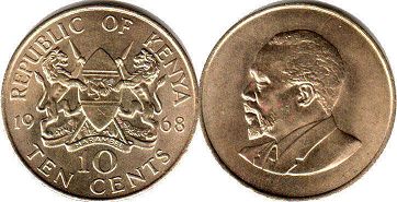 coin Kenya 10 cents 1968