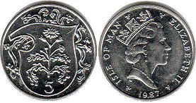 coin Isle of Man 5 pence 1987