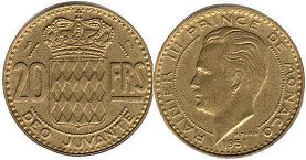 piece Monaco 20 francs 1951