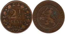 Münze Niederlande 2.5 Cents 1877