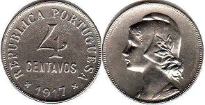 coin Portugal 4 centavos 1917
