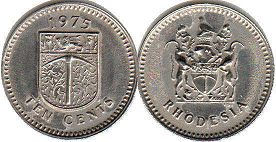 coin Rhodesia 10 cents 1975