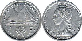 coin Saint Pierre and Miquelon 1 franc 1948