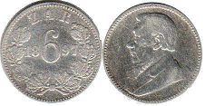 old coin South Africa 6 pence 1897