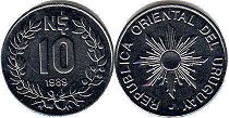 coin Ururuay 10 new pesos 1989