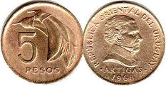 coin Uruguay 5 pesos 1968