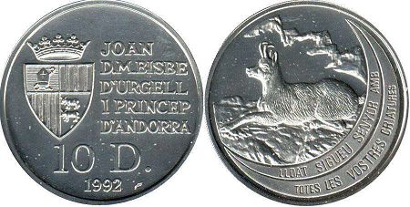 coin Andorra 10 diners 1992