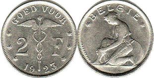 pièce Belgique 2 francs 1923