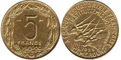 coin Cameroon 5 francs 1958