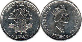 coin canadian commemorative coin 25 cents 2000