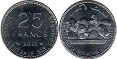 coin Comoros 25 francs 2013