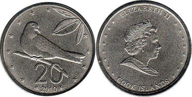coin Cook Islands 20 cents 2010